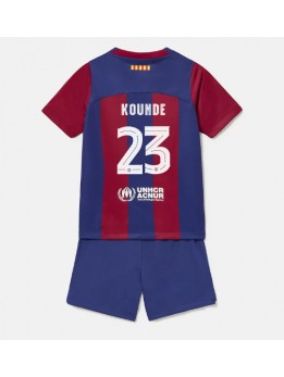 Barcelona Jules Kounde #23 Replika Hemmakläder Barn 2023-24 Kortärmad (+ byxor)